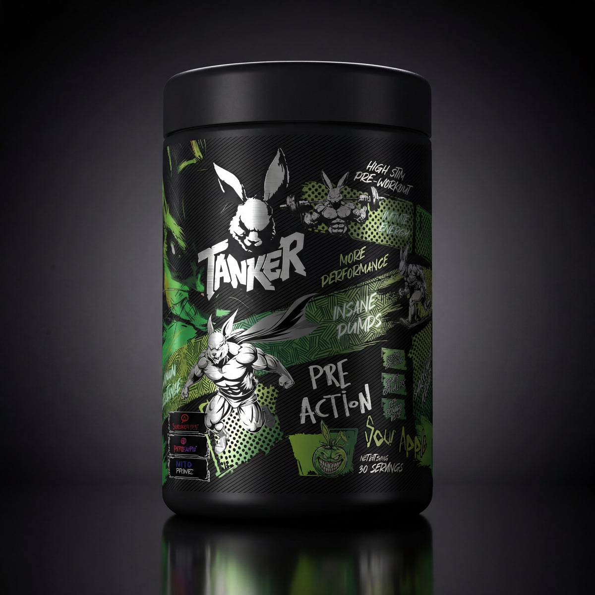 Tanker Labs Pre-Action Sour Apple high-stim pre-workout 30 servings
